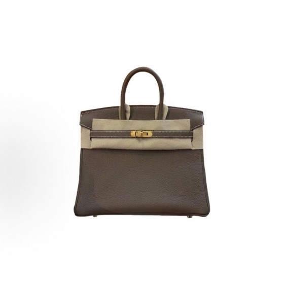 HERMES Birkin 25 Gold Buckle Women\'s Edition 18 Etoupe Elephant Grey